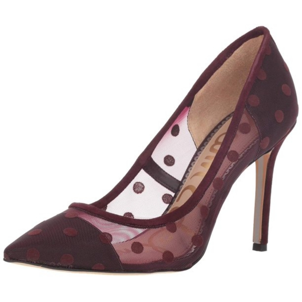 Sam Edelman dotted mesh Burgundy pumps